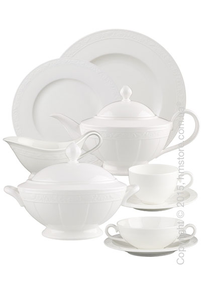 Набор фарфоровой посуды Villeroy & Boch коллекция White Pearl на 6 персон, 50 предметов
