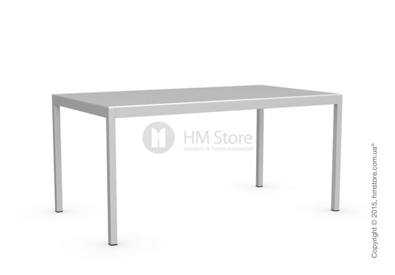 Стол Calligaris Happy M, Glass and metal extending table, Frosted tempered glass extrawhite and Aluminium glossy