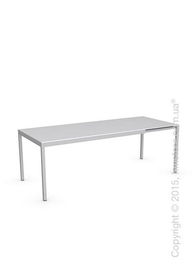 Стол Calligaris Happy M, Glass and metal extending table, Frosted tempered glass extrawhite and Aluminium glossy