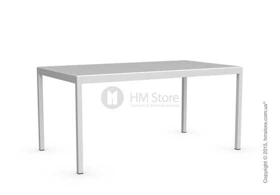 Стол Calligaris Happy M, Glass and metal extending table, Frosted tempered glass extrawhite and Aluminium matt optic white
