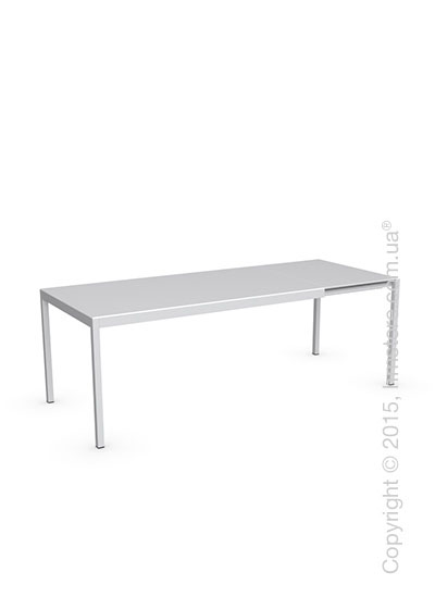 Стол Calligaris Happy M, Glass and metal extending table, Frosted tempered glass extrawhite and Aluminium matt optic white