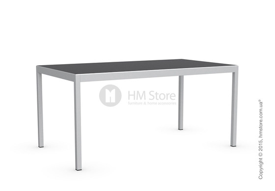 Стол Calligaris Happy M, Glass and metal extending table, Frosted tempered glass black and Aluminium glossy
