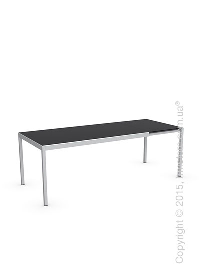 Стол Calligaris Happy M, Glass and metal extending table, Frosted tempered glass black and Aluminium glossy