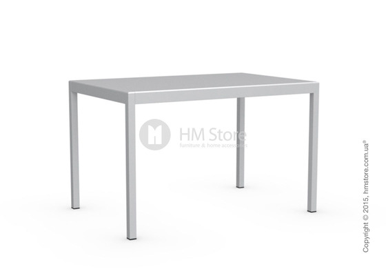 Стол Calligaris Happy S, Glass and metal extending table, Frosted tempered glass extrawhite and Aluminium glossy