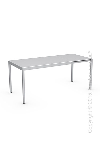 Стол Calligaris Happy S, Glass and metal extending table, Frosted tempered glass extrawhite and Aluminium glossy