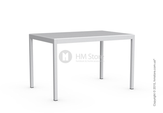 Стол Calligaris Happy S, Glass and metal extending table, Frosted tempered glass extrawhite and Aluminium matt optic white
