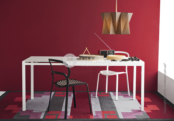 Стол Calligaris Happy S, Glass and metal extending table, Frosted tempered glass extrawhite and Aluminium matt optic white