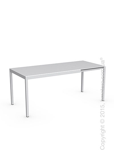 Стол Calligaris Happy S, Glass and metal extending table, Frosted tempered glass extrawhite and Aluminium matt optic white