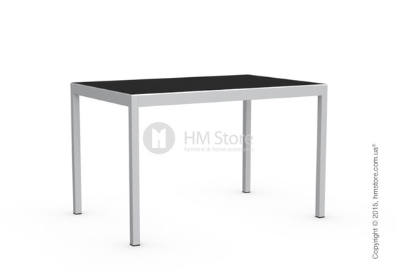 Стол Calligaris Happy S, Glass and metal extending table, Frosted tempered glass black and Aluminium glossy
