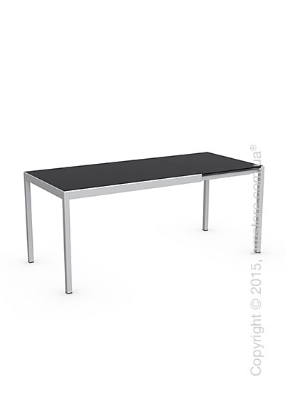 Стол Calligaris Happy S, Glass and metal extending table, Frosted tempered glass black and Aluminium glossy