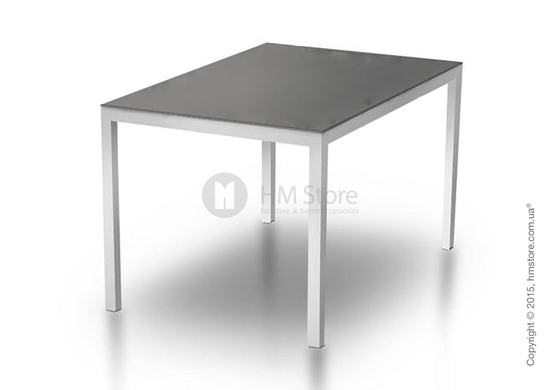 Стол Calligaris Happy, Glass and metal extending table, Frosted tempered glass extrawhite and Aluminium glossy