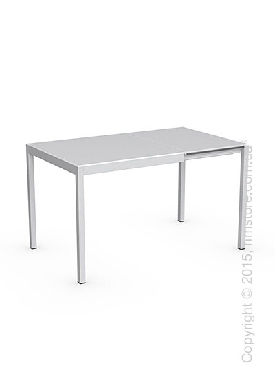 Стол Calligaris Happy, Glass and metal extending table, Frosted tempered glass extrawhite and Aluminium matt optic white