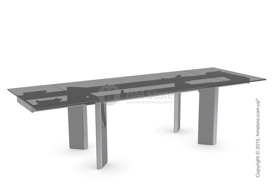 Стол Calligaris Tower, Glass and metal extending table, Frosted tempered glass smoked grey and Metal chromed Стол Calligaris Tower, Glass and metal extending table, Frosted tempered glass smoked grey and Metal chromed