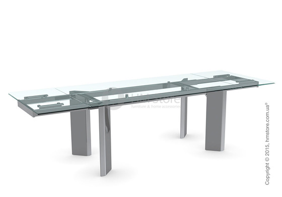 Стол Calligaris Tower, Glass and metal extending table, Tempered glass transparent and Metal chromed Стол Calligaris Tower, Glass and metal extending table, Tempered glass transparent and Metal chromed