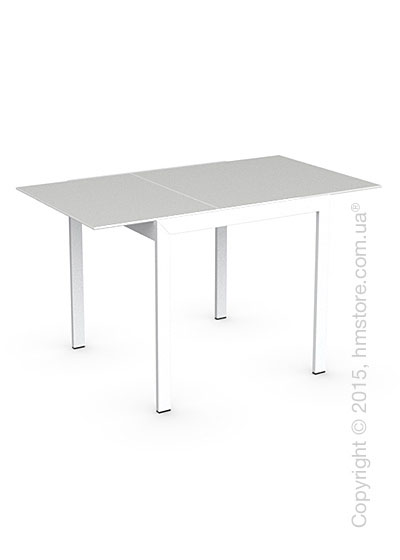 Стол Calligaris Key, Square extending table, Frosted tempered glass extrawhite and Metal matt optic white