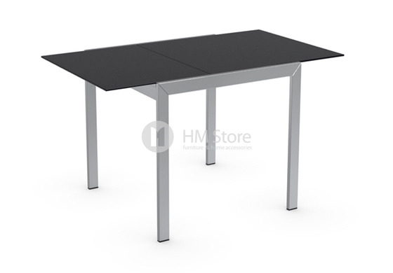 Стол Calligaris Key, Square extending table, Frosted tempered glass black and Metal chromed