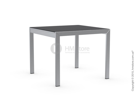 Стол Calligaris Key, Square extending table, Frosted tempered glass black and Metal chromed