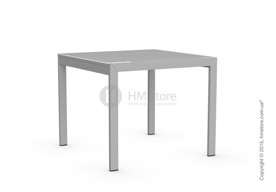 Стол Calligaris Key, Square extending table, Frosted acid etched tempered glass extrawhite and Metal matt silver