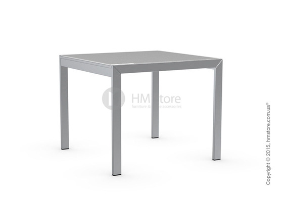 Стол Calligaris Key, Square extending table, Frosted acid etched tempered glass extrawhite and Metal chromed