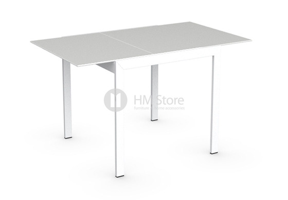 Стол Calligaris Key, Square extending table, Frosted acid etched tempered glass extrawhite and Metal matt optic white