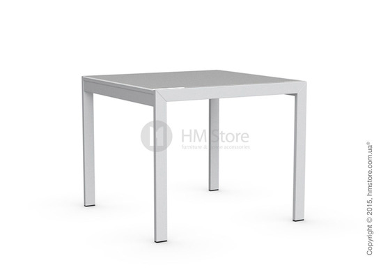 Стол Calligaris Key, Square extending table, Frosted acid etched tempered glass extrawhite and Metal matt optic white