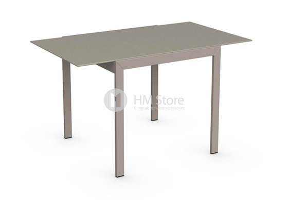 Стол Calligaris Key, Square extending table, Frosted tempered glass taupe and Metal matt taupe