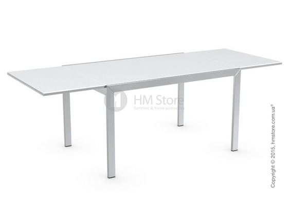 Стол Calligaris Key, Rectangular extending table, Frosted tempered glass extrawhite and Metal chromed
