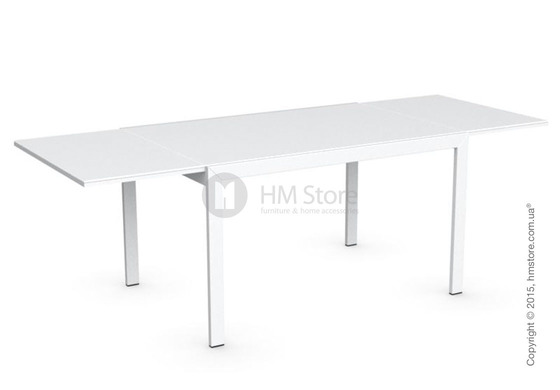 Стол Calligaris Key, Rectangular extending table, Frosted tempered glass extrawhite and Metal matt optic white