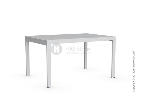 Стол Calligaris Key, Rectangular extending table, Frosted tempered glass extrawhite and Metal matt optic white