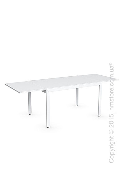 Стол Calligaris Key, Rectangular extending table, Frosted tempered glass extrawhite and Metal matt optic white