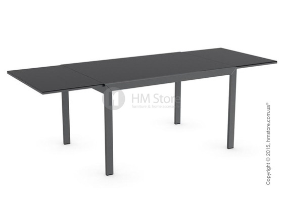 Стол Calligaris Key, Rectangular extending table, Frosted tempered glass black and Metal matt black