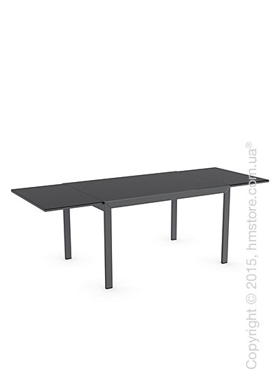 Стол Calligaris Key, Rectangular extending table, Frosted tempered glass black and Metal matt black