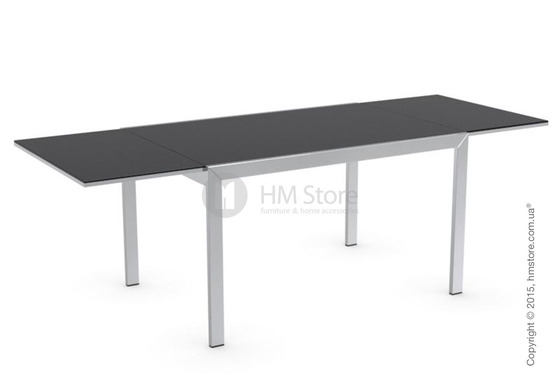 Стол Calligaris Key, Rectangular extending table, Frosted tempered glass black and Metal chromed