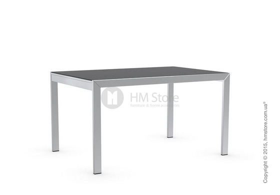 Стол Calligaris Key, Rectangular extending table, Frosted tempered glass black and Metal chromed