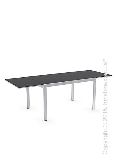 Стол Calligaris Key, Rectangular extending table, Frosted tempered glass black and Metal chromed