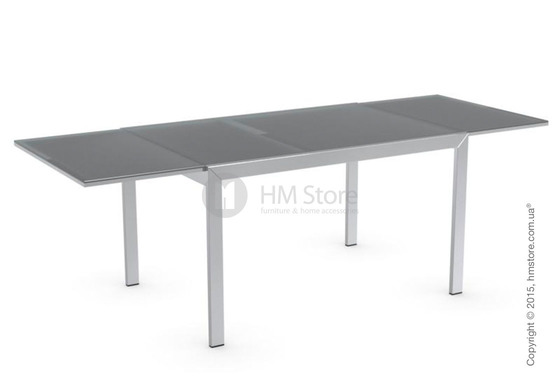 Стол Calligaris Key, Rectangular extending table, Frosted tempered glass neutral and Metal chromed