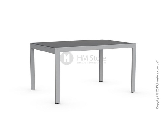 Стол Calligaris Key, Rectangular extending table, Frosted acid etched tempered glass black and Metal matt silver