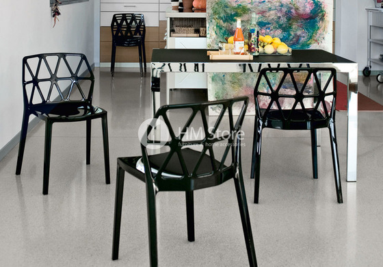 Стол Calligaris Key, Rectangular extending table, Frosted acid etched tempered glass black and Metal matt silver Стол Calligaris Key, Rectangular extending table, Frosted acid etched tempered glass black and Metal matt silver