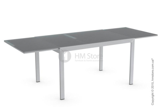 Стол Calligaris Key, Rectangular extending table, Frosted tempered glass neutral and Metal satin steel