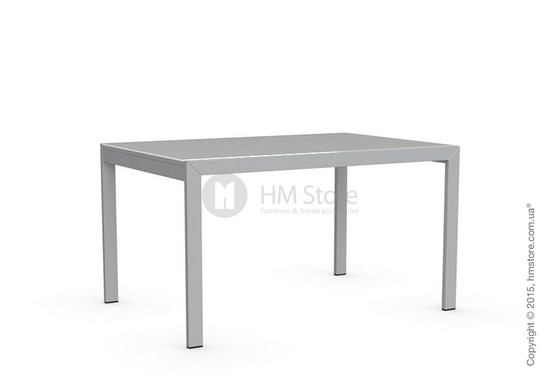 Стол Calligaris Key, Rectangular extending table, Frosted acid etched tempered glass extrawhite and Metal matt silver