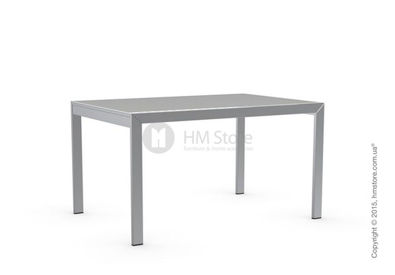 Стол Calligaris Key, Rectangular extending table, Frosted acid etched tempered glass extrawhite and Metal chromed