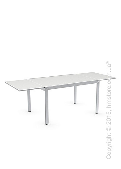 Стол Calligaris Key, Rectangular extending table, Frosted acid etched tempered glass extrawhite and Metal chromed