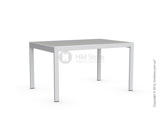 Стол Calligaris Key, Rectangular extending table, Frosted acid etched tempered glass extrawhite and Metal matt optic white