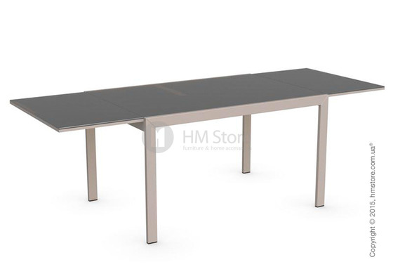 Стол Calligaris Key, Rectangular extending table, Frosted tempered glass taupe and Metal matt taupe