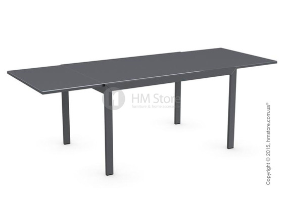 Стол Calligaris Key, Rectangular extending table, Frosted acid etched tempered grey and Metal matt grey