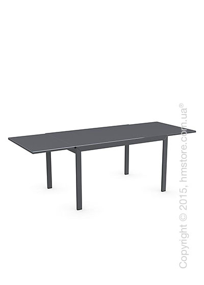 Стол Calligaris Key, Rectangular extending table, Frosted acid etched tempered grey and Metal matt grey