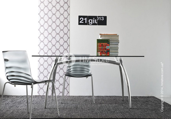 Стол Calligaris Diablo, Tempered glass transparent and Metal chromed, M