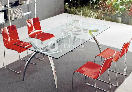Стол Calligaris Diablo, Tempered glass transparent and Metal chromed, M