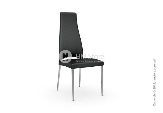 Стул Calligaris Juliet, Metal chair with upholstered seat, Metal chromed and Gummy coating black