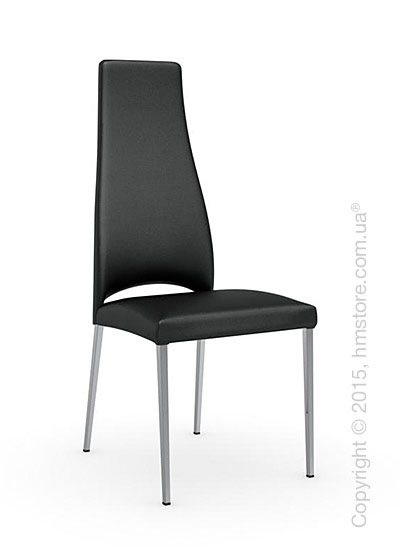 Стул Calligaris Juliet, Metal chair with upholstered seat, Metal chromed and Gummy coating black